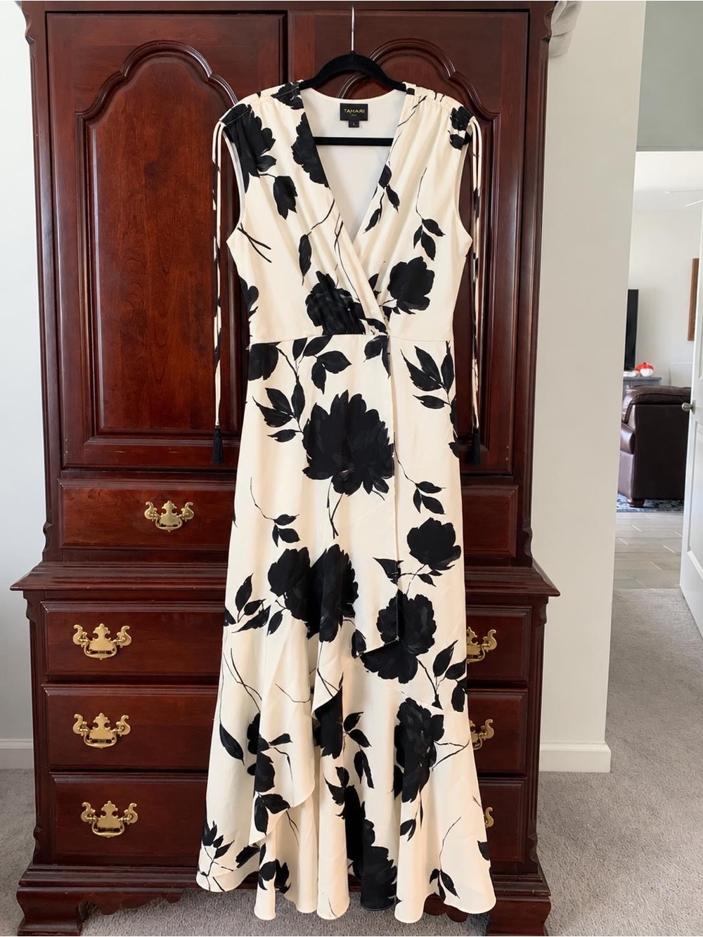 Taylor Cream Maxi Dress with Black Floral Print